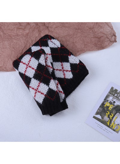 Buy Kids Winter Knit Scarf Plaid Warm Neck Gaitergenerous diamond lattice black and white generous diamond lattice black and white in Saudi Arabia