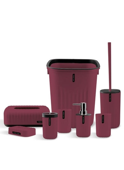 Buy 8-Piece Bathroom Accessories Set-Red in Saudi Arabia