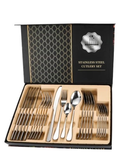 اشتري Stainless Steel Silver Cutlery Set Elevate Your Kitchen with Elegant Spoon Knife and Fork Ensemble في الامارات