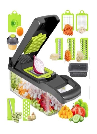 اشتري Vegetable Chopper 15 In 1 Slicer Chopper And Grater Multi-Function Adjustable Manual Food Chopper Slicer Vegetable Chopper - Dark Gray في السعودية