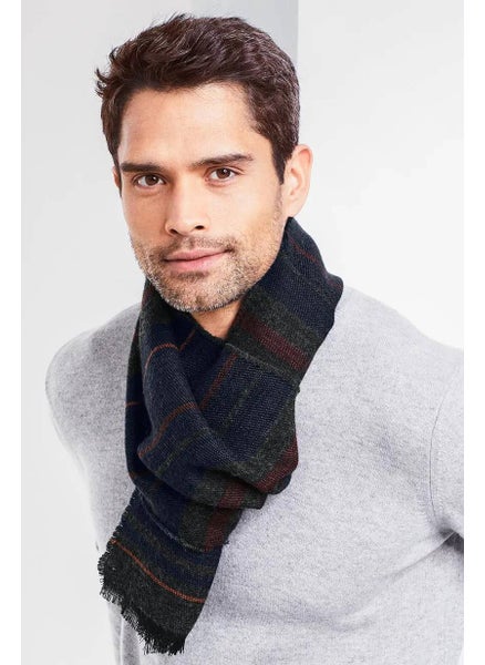 Buy Men Woven Scarf 180 x 30 cm, Black and Maroon in UAE