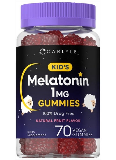 Buy Kids Melatonin Gummies | 1 mg 70 Count | Fruit Flavor Gummy | Vegan, Non-GMO, Gluten Free in UAE