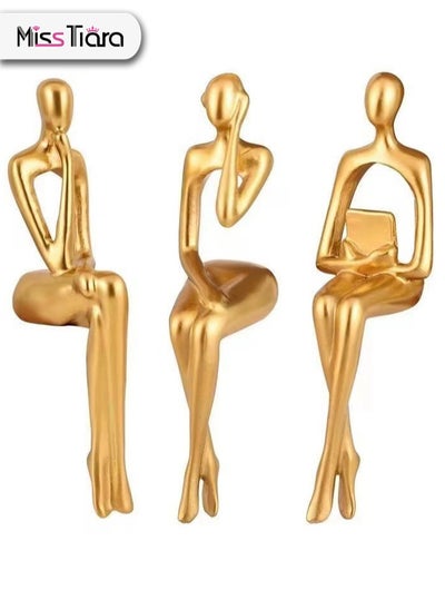 Buy Gold Statue Home Decorations for Living Room,Shelf Decor Modern Bookshelf Decor Figurines Desk Sculpture Table Decor 3 Piece in UAE