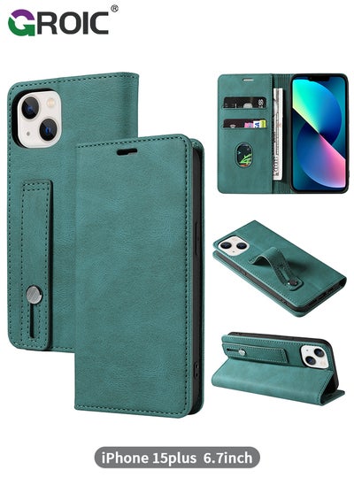 اشتري For iPhone 15 Plus Case,Luxury Leather Wallet Cover, Leather Wallet Case Classic Design with Card Slot and Magnetic Flip Flip Folding Case for iPhone 15 Plus Phone Shell 6.7'' في الامارات