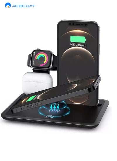 Buy Wireless Charging Station 4 in 1 Fast Charging Station, Wireless Charger Stand for iPhone 14/13/12/11 Pro Max/X/XS/Max/8/8 Plus/AirPods 3/2/Pro 2, iWatch Series 8/7/6/5/SE/4/3/2, Docking Station in Saudi Arabia