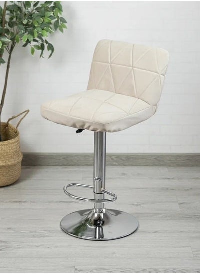 Buy Velour Bar Stool Cover Beige Velour With Stitching 14, Upgrade Your Bar Seating in UAE