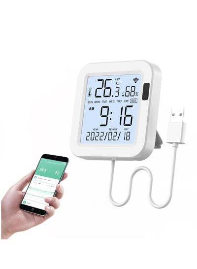 اشتري Indoor Thermometer Hygrometer, WiFi Humidity Meter and Temperature Sensor with App Control, Large Display Backlight, Notification Alerts, for Home, Baby Room, Cellar في السعودية