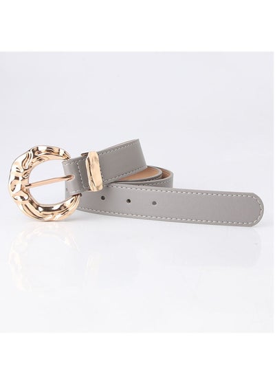 اشتري Fashion Personality Student Decoration Trend Women Metal Buckle Belt 106cm Grey في الامارات