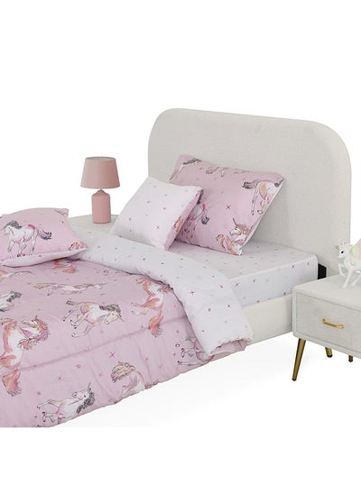 Buy New Unicorn 4-Piece Comforter Set, Pink - 160x220 cm in UAE