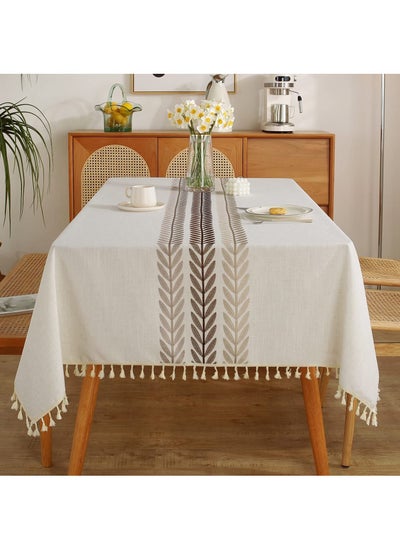 اشتري Tablecloth Farm Kitchen Rectangular Coffee Tablecloth Cotton Linen Tablecloth Beige Wine Leaf 55x102 Inch في السعودية