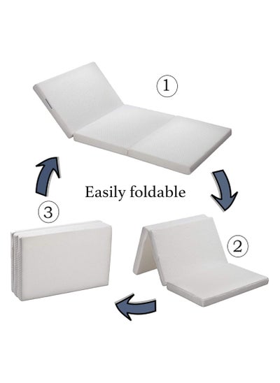 اشتري COMFY WHITE SINGLE CLASSIC & PORTABLE KNITTED COTTON FOLDING MATTRESS 180 X 90 X 7CM في الامارات