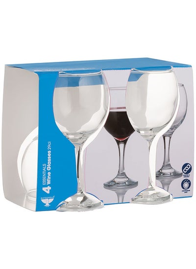 اشتري Essentials Wine Glass, Clear - Set of 4 في الامارات