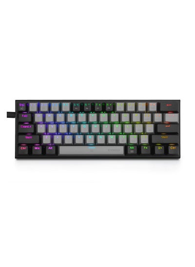 اشتري Z-11 60٪ لوحة مفاتيح ألعاب ميكانيكية سلكية ، مفاتيح حمراء RGB بإضاءة خلفية مدمجة 61 مفتاحا لنظام التشغيل Windows ، Mac OS رمادي أسود في السعودية