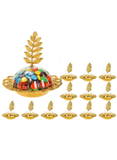 اشتري 12 Pack Party Favor Candy Boxes with Leaf Dome, Gold Decorative Plastic Candy Storage Containers, Fillable Candy Holders for Chocolates, Cake Dessert, Baby Shower, Birthday Party Supplies في السعودية