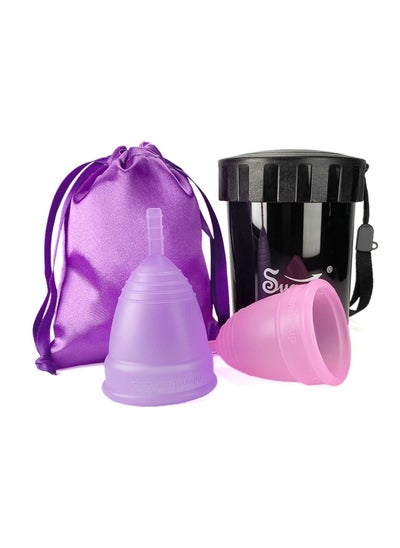 Buy Menstrual Cup, Reusable Period Cup, Made of Medical Silicone, Replacement for Tampons and Pads, Contains 2 Menstrual Cups L and L, Washing Sterilizer Bottle and Cloth Bag in Saudi Arabia