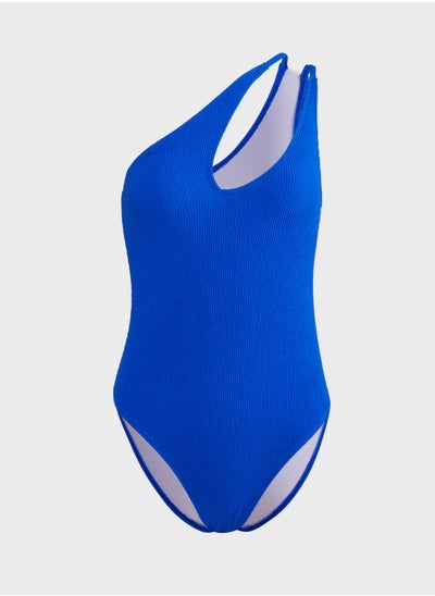 Buy Textured Cut Away One Shoulder Swimsuit in Saudi Arabia