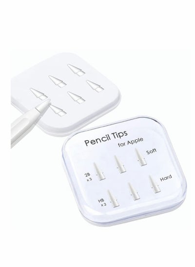 اشتري Pencil Tips for Apple Pencil, Compatible with 2nd Gen and 1st Gen, Soft Hard, Double Layered Tip 6 Pack في الامارات