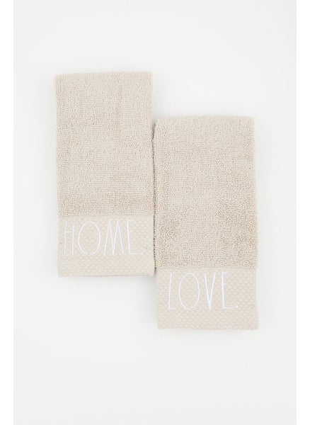 Buy Set of 2 Fingertip Towel 30.5 L x 45.7 W cm, Tan in UAE