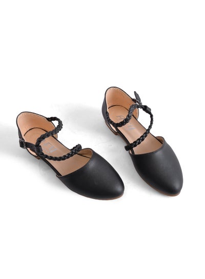 Buy Ballerina Flat Leather With A Braid SF-34 - Black in Egypt