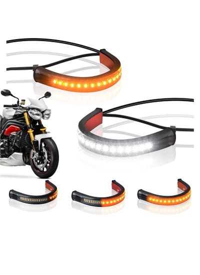 Buy Two flexible universal 12V Led flash lamps for motorcycle turn signal lamp strips in Saudi Arabia