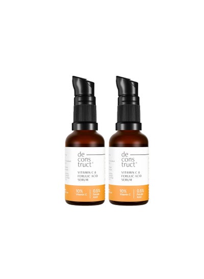 اشتري 10% Vitamin C Face Serum For Glowing Skin 10% Vitamin C 0.5% Ferulic Acid  Water Based Serum Highly Stable Vitamin C Face Serum For Women and Men Beginner Friendly 30 ml each Pack of 2 في الامارات