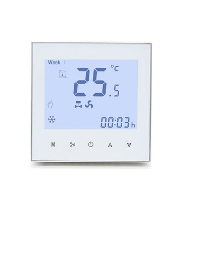 Buy Wifi Programmable Room AC Smart Thermostat | Energy Saving FCU Central Air Conditioner Touch Controller 95-240VAC with Alexa Echo Google Home IFTTT Support (White Silver Frame) in UAE