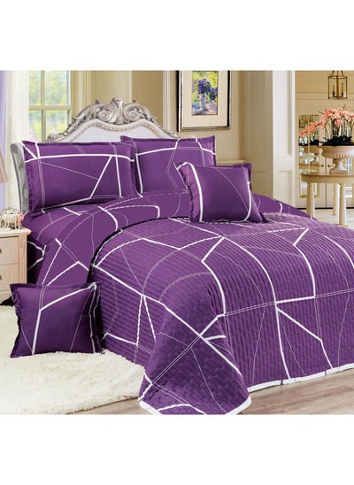 اشتري Sleep night Compressed 4 Pieces Comforter Set Single Size 160 X 210Cm Reversible Bedding Set for All Seasons Double Side Quilt Stitching Purple في السعودية