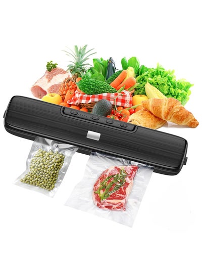 Buy Vacuum Sealer Machine - Food Vacuum Sealer Automatic Air Sealing System for Food Storage Dry and Moist Food Modes Compact Design 12.6 Inch with 15Pcs Seal Bags Starter Kit (Black) in Saudi Arabia