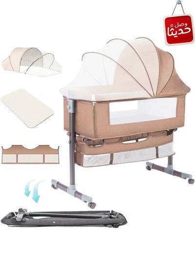 Buy 3 in 1 Portable Foldable Baby Travel Bed with Adjustable Height, Breathable Mesh and Soft Fabric Lined Mattress in Saudi Arabia