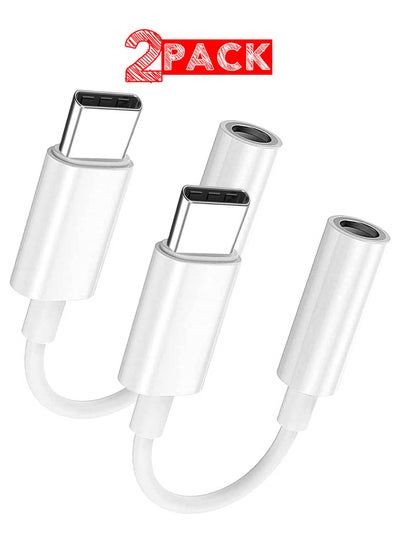 اشتري 2-Pack USB-C to 3.5mm AUX Jack Adapter – Type C to Headphone Jack Converter (White) في الامارات