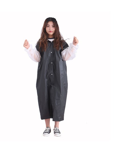 Buy Raincoat Rain Poncho for Adults, 1 Pack EVA Rain Poncho for Women and Men Reusable Raincoat Jacket Packable for Family FishingTravelEmergency with Hood and Elastic Sleeving in Saudi Arabia