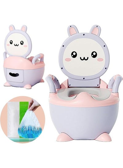 Buy Kid Size Potty, Realistic Potty Training Toilet with Lid for Kids, Toddler Potty Chair with Soft Seat, Potty Training Seat for Toddlers – Easy to Empty and Clean with 100pcs Bag (Pink) in Saudi Arabia