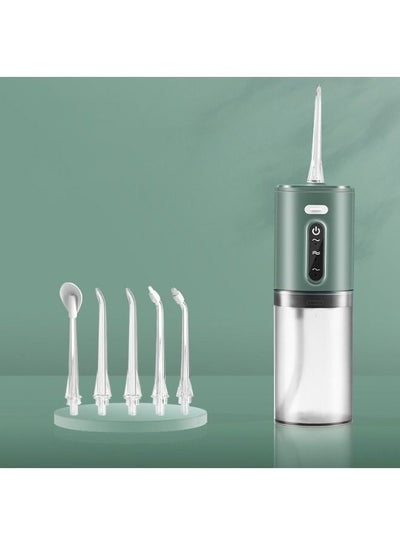 Buy Waterproof Hygienic USB Home Rechargeable Portable Water Flosser Irrigator And Teeth Cleaner With Spray Head Scaler IPX7 Green 280ml in Saudi Arabia