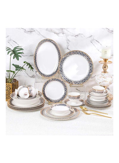 اشتري Charlotte 32 Piece New Bone China Dinner Set Serve 6 New Bone China Modern Houseware Dinner Set L37.5x27.5xH 28.5 cm Gold في الامارات