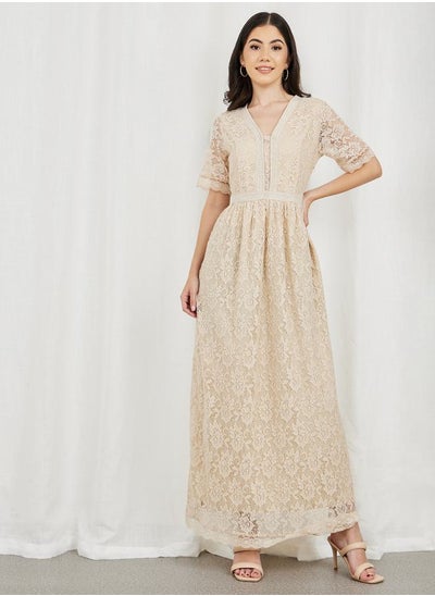 Buy All Over Lace A-Line Maxi Dress in Saudi Arabia