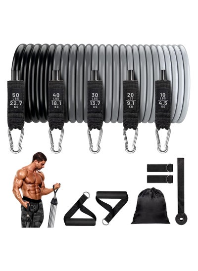 Buy Resistance Bands Set,Workout Bands,Exercise Bands,5 Tube Fitness Bands with Door Anchor,Handles,Portable Bag,Legs Ankle Straps for Muscle Training, Physical Therapy, Shape Body,Home Workouts in UAE