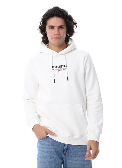 اشتري Printed Hoodie With Kangaroo Pockets_Off- White في مصر