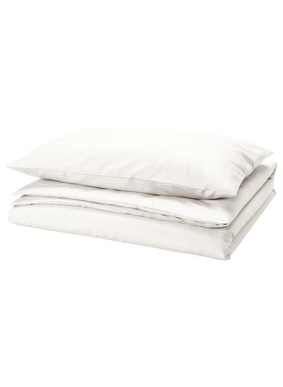 Buy Duvet Cover And Pillowcase White 150X200/50X80 Cm in Saudi Arabia