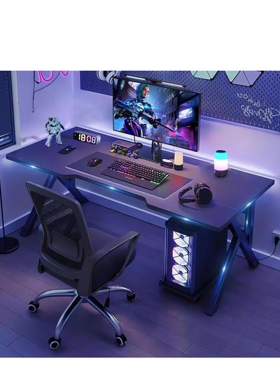 Buy Ergonomic Lage Gaming Table, K-Shaped Computer Desk, Home Office Workstation,Space-saving,Easy to Assemble in Saudi Arabia