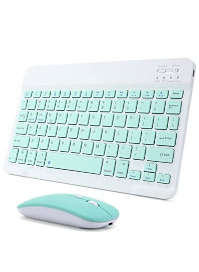 Buy Rechargeable Bluetooth Keyboard and Mouse Combo Ultra-Slim Portable Compact Wireless Mouse Keyboard Set for Android Windows Tablet Cell Phone iPhone iPad Pro Air Mini, iPad OS/iOS 13 and Above (Green) in UAE