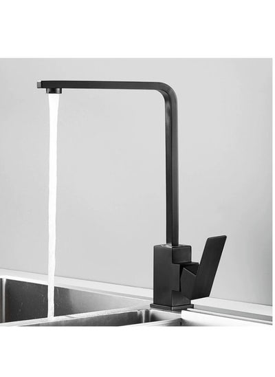 Buy Household Rotatable Matte Black Square Stainless Steel Kitchen Faucet in UAE