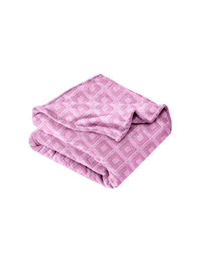 Buy Premium Quality Long Lasting Super Soft Easy Care Foldable Light Weight Washable Fluffier Silky Plain Microfiber King Size Bed Blanket Pink in UAE