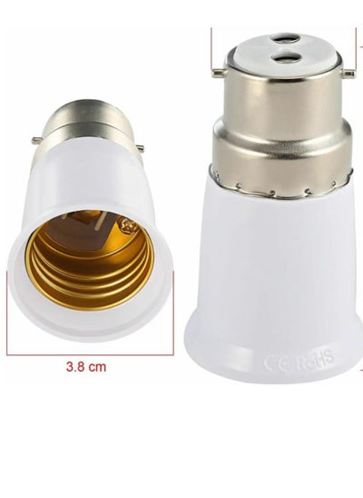 اشتري B22 to E27 Bulb Base Converter Energy Saving BC Bayonet Cap Screw Bulb Holder Adapter for Home Replacement Lighting (2PCS) في الامارات