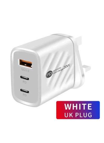 Buy 20w Fast Charge Charger,USB C Dual Port Fast Charger Adapter For iPhone15/Pro/Pro Max/Plus 14 Pro/Pro Max/Plus Samsung Galaxy S24/S23/S22 Ultra Mobile Phones Chargers QC3.0 UK Plug in Saudi Arabia