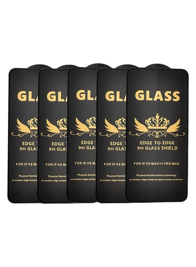 Buy G-Power 9H Tempered Glass Screen Protector Premium With Anti Scratch Layer And High Transparency For Iphone XS Max  Set Of 5 Pack 6.5" - Black in Egypt