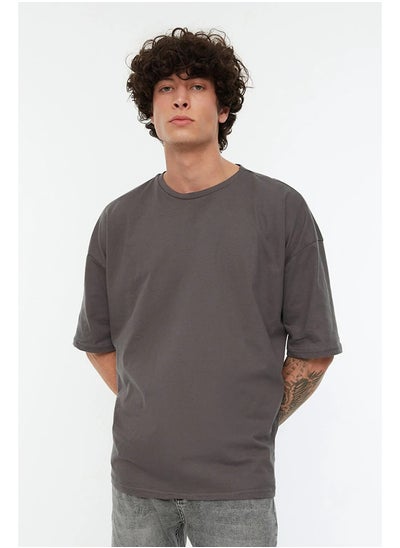 اشتري Anthracite Men's Basic  Oversize/Wide Cut Short Sleeve T-Shirt في مصر