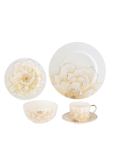 Buy Flora 20-Piece Ceramic Dinner Set - White in UAE