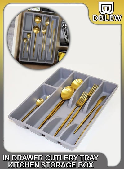 Buy Plastic In Drawer Cutlery Organizer Knife Holder Compact Silverware Storage Flatware Rack Tray For Kitchen Cooking Utensils Forks Spoons Knives Box in UAE