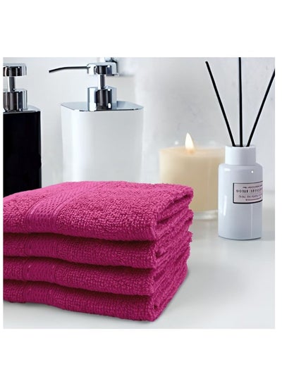 Buy Daffodil (Fuchsia Pink) Premium Face Towel (30x30 Cm-Set of 2) 100% Cotton, Highly Absorbent and Quick dry, Hotel and Spa Quality Bath linen with Stripe Diamond Dobby-500 Gsm in UAE