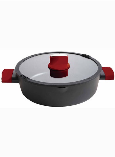 Buy Betty Crocker Non-Stick Shallow Casserole & Glass Lid 24Cm Black in Saudi Arabia